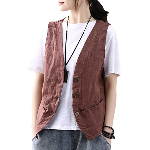 Chaleco de mujer retro con botones para verano y moda casual diario