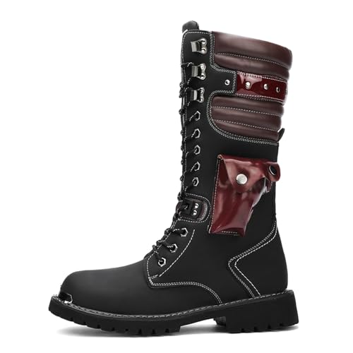 Men's Motorcycle Boots Backpacking Leather Mid-Calf High Waterproof Metal toe Motorcycle Biker Riding Punk Rock Shoes2