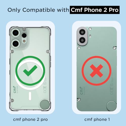 Image of Outlouders Back Cover for CMF by Nothing Phone 2 Pro 5G Mag-Safe Transparent PC + TPU Bumper Case with Magnetic Support Shockproof Protection (Transparent Mag-Safe)