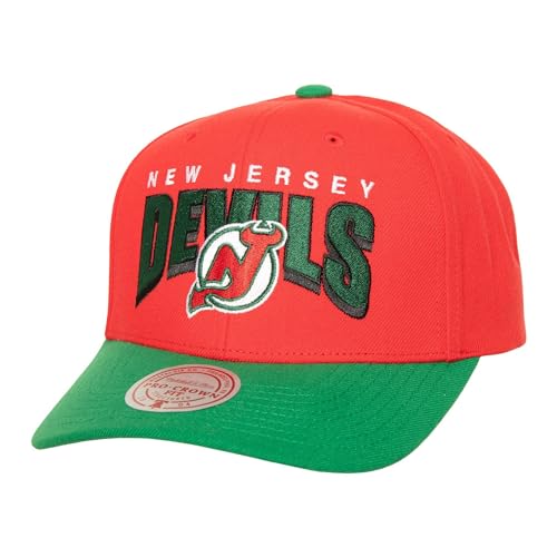 Mitchell & Ness New Jersey Devils NHL Boom Text Pro Vintage Snapback Cap Red - One-Size