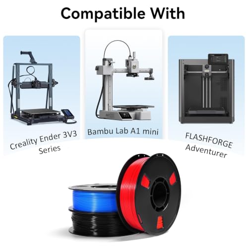 Image of Dynta PLA 3D Printer Filament Multi-Color Set, 1kg per Spool, 1.75mm (±0.02mm), Ideal for Beginners & Desktop Printing Enthusiasts, 4-Pack: Black + White + Blue + Red