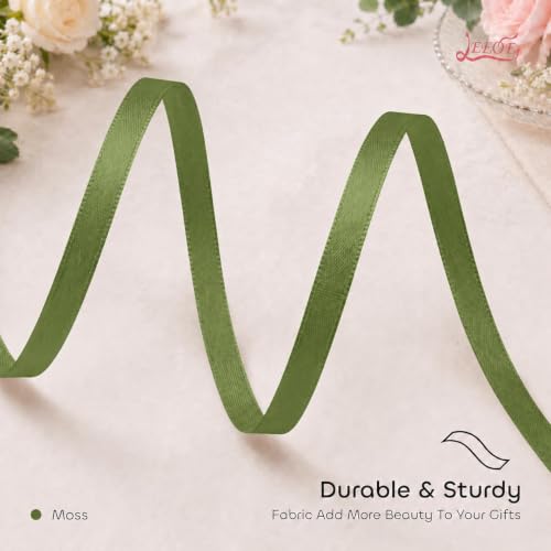 Image of Double Face Moss Satin Ribbon 1 /4 inch X 50 Yards Polyester Moss Ribbon for Gift Wrapping Very Suitable for Weddings Party Hair Bow Invitation Decorations and More