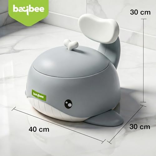 Image of Baybee Dolphin Potty Seat for Kids 2-5 Years | Baby Toilet Seat with Back Support & Anti Slip Base | Portable Potty Training Seat with Grip Handle | Baby Toilet Chair for Kids Boys Girls (Grey)