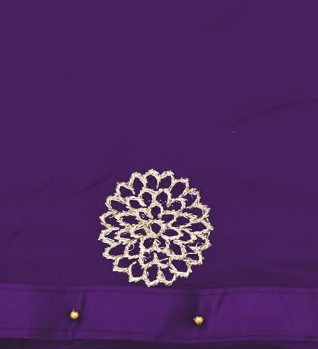 Image of YOUTHQUAKE Golden Floral Embroidery Work Chiffon Dupatta for Womens & Girls with Fancy Moti Lace