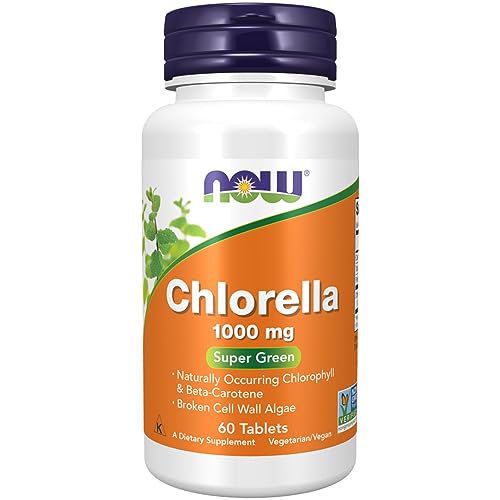 Now Foods, Clorella, 1000 mg, con Pareti Cellulari Rotte, 60 Compresse vegane, Testato in Laboratorio, Senza Soia, Senza Glutine, Vegetariane, Senza OGM
