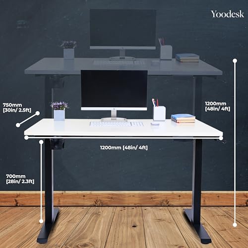 Image of Dual Motor - 120x75cm (25mm Frosty White Top & Frame) Electric Height Adjustable Desk, 3-Stage Lift, Cup & Headphone Holder, Anti Collision Safety | 2-Year Warranty