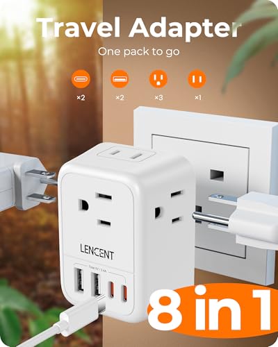 Image of LENCEN 2 Pack Foldable US to UK Plug Adapter, Type G Travel Outlet Adapter with 4 USB Charger(2 USB C), Power Adaptor for USA to Ireland Scotland Dubai Hong Kong England British Kenya London