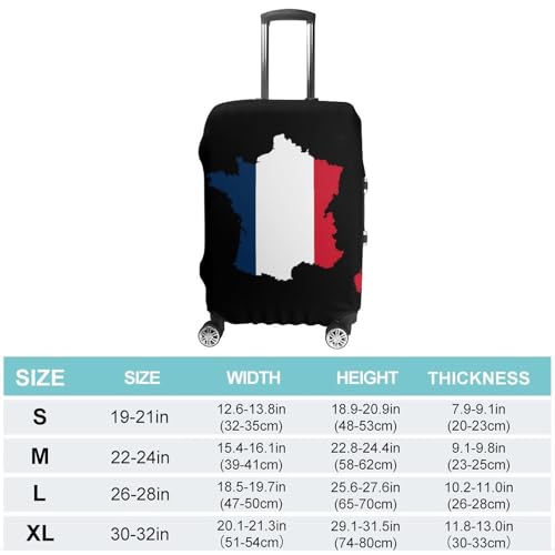 France Flag Map Travel Luggage Cover for Suitcase 19-32 Inches Elastic Washable Baggage Protector2