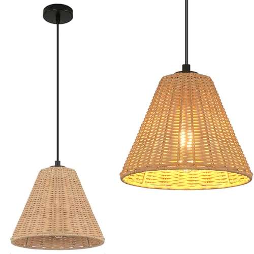 Osairous Lustre Cuisine Bambou, E27 Suspension Luminaire, Lustre En Bambou Tressé Vintage, 120 cm Fil De Suspension Lustre Plafonnier, Suspension Luminaire...