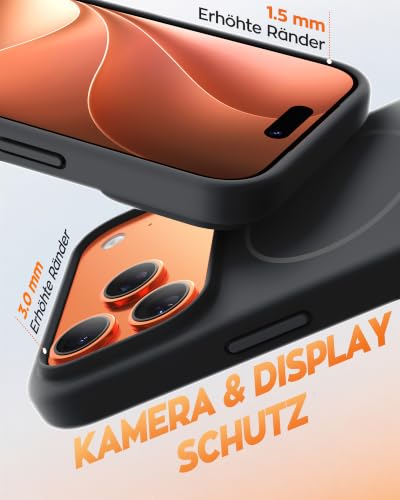 TOCOL für iPhone 17 Pro Hülle, Flüssig Silikon Magnethülle, Schwarz – Ansicht 5