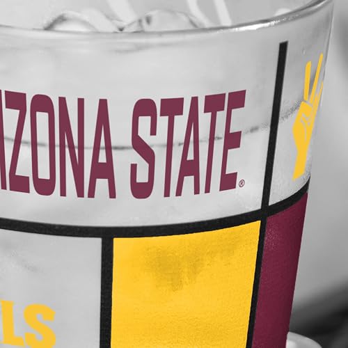 Image of Logo Brands NCAA oz Stained Glass Pint Glass - 3D Embossed Logo & Bold Team Colors - Durable Sports Fan Beer Glass for Home, Bar & Tailgates