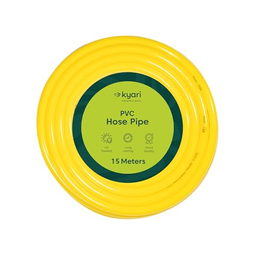 Image of Kyari Garden Hose Pipe Non-Braided 15 Meter 0.5 Inch Without Clamps - Heavy-Duty Flexible PVC Water Pipe for Home Garden, Plants, Car Wash, Cooler Filling, Balcony & Outdoor Use