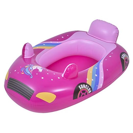 Pullach Hof Kinderboot ca. 86cm x 60,5cm Kinder Boot Einhorndesignboot Autodesignboot Einhorndesign Autodesign Sommer Baden Schwimmen Schwimmbad inklusive Reperaturenset (Rosa)