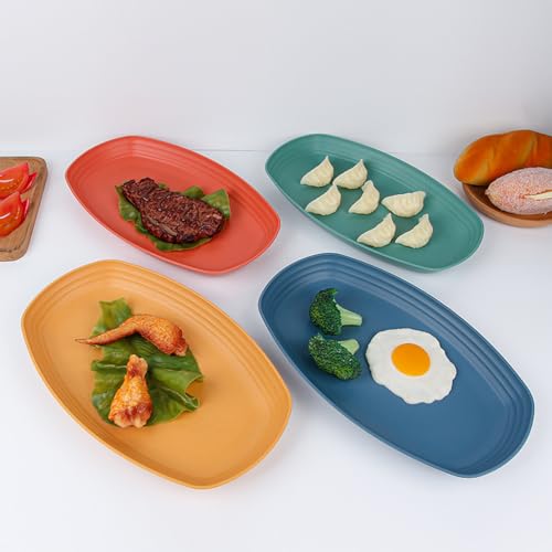 Image of Wheat Straw Plates for Dessert, Appetizers, Fruits, Snacks, Salad Etc, Dishwasher & Microwave Safe, Lightweight Kitchen Dishes, Melamine Plate, Unbreakable Plate (Yellow, Pack of 6)