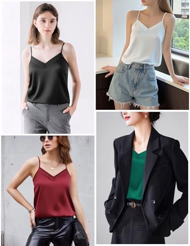 Avidlove Womens Silk Satin Camisole Tank Tops V Neck Adjustable Spaghetti Strap Cami Soft Summer Basic Tank Shirt4