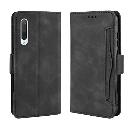 Image of Jiajihua Cover Compatible with Xiaomi Mi CC9 / Mi 9 Lite [Dual Card Slot][Flip Stand][Phone Case][Magnetic Clasp] Wallet Black
