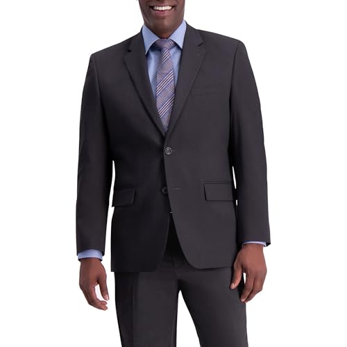 J.M. Haggar mens 4-way Stretch Diamond Weave Classic Fit Separate Pant Business Suit Jacket, Charcoal, 42 US