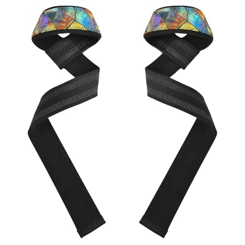 Nander Beautiful Colored Prism Wrist Straps for Weightlifting,Lifting Straps with Neoprene Cushioned Wrist Padded and Anti-Skid Silicone for Strength Training,Bodybuilding,Deadlifting