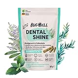 BugBell 60g Knabbersticks DentalShine - Soft Hundeleckerli mit sehr wenig Fett - Mundgeruch & Zahnstein mit Pfefferminze - Vegane Dental Sticks Hund mit Kartoffel, Chlorella & Salbei
