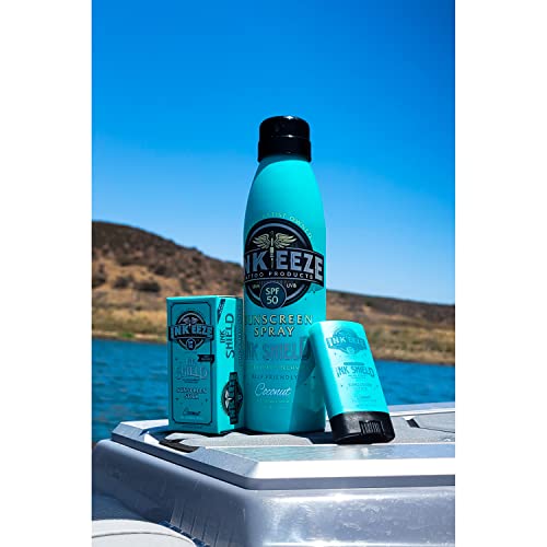 Ink-Eeze Tattoo Sunscreen Stick Spf 50, Ink Shield, Uva/Uvb Blocking, Dries Clear, Ozone Reef Friendly, Vegan, Made In Usa, Coconut, 0.5Oz Stick #TOP7