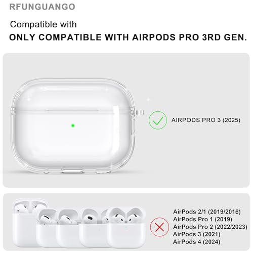 RFUNGUANGO Kompatibel mit Airpods Pro 3. Generation Schutzhülle, Transparent mit Reinigungsset, Weiche TPU Gilt für Airpods pro 3 hülle-Weiß