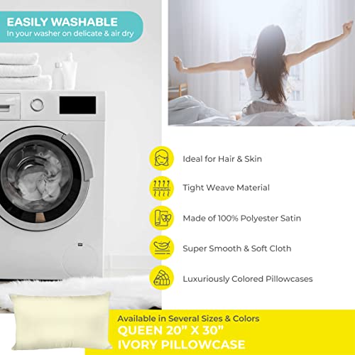 Spasilk Satin Pillowcase For Hair And Face, Polyester Satin Pillowcase, Queen Size- Ivory Pillowcase #TOP6