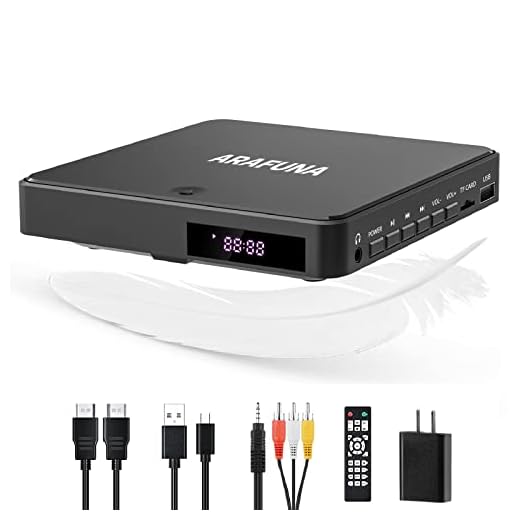 Mini DVD Player ARAFUNA, HDMI Small DVD Player for TV with All Region Free, Compact Small DVD CD/Disc Players with AV Output USB Input Remote Control and AV Cable