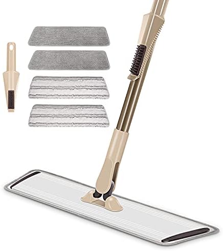 Amazon Brand - Umi 15" Cleaning Mop With Durable Aluminum Alloy Large Mops Head, 4pcs Microfiber Mop Pads, Commercial and Household Cleaning Tools, Professional Mopping for Floor Cleaning (Silver, 15)
