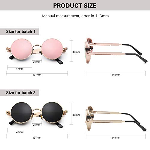 Image of PROUDDEMON Retro Gothic Steampunk Sunglasses for Women Men Round Lens Metal Frame