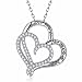 Caperci Sterling Silver "I Love You to the Moon and Back" Double Heart Pendant Necklace for Women, 18''