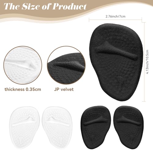 Image of 2 Pair Gel Cushion Insoles Adhesive Cushioning Insoles Sandals Flats Dress Shoes, Ball of Foot Cushions Heel Cushion Inserts for Women for High Heels Sandals Flats Boots Pumps (Clear, Black)