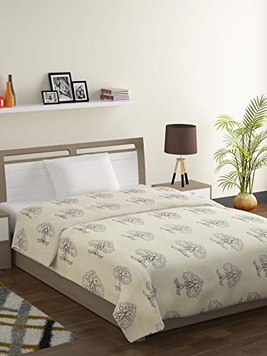 Image of Swayam Ananda-Premium 100% Cotton 200 TC,Microfiber Fill 150 GSM -Floral Pattern-Single Comforter, Brown, Yellow