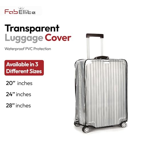 Image of FAB ELLITE Suitcase Cover Medium Size | Pack of 3 Trolly Bag Covers with Zippered Clear PVC Suitcase Covers Protectors for 20, 24 & 28 Inch Luggage | Waterproof, Scratchproof & Dust-Resistant