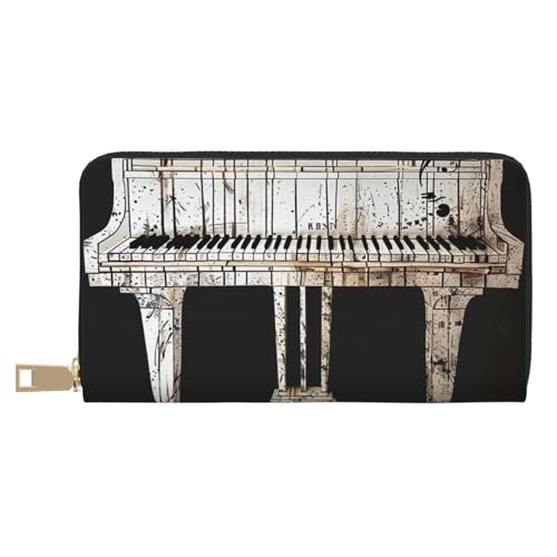 Piano Printed Long Wallet for Women Men Cute Coin Purse with Card Holder