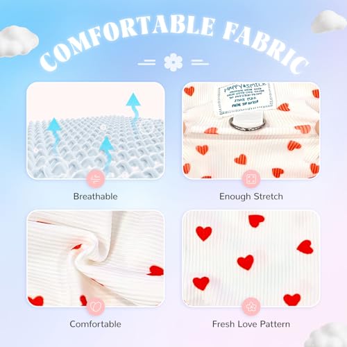 2 Pack Dog Cat Dresses for Small Dogs Girl Cute Heart & Floral Print Ruffle Sleeve Hem Breathable Stretchy Pet Puppy Cat Summer Clothes Outfits for Chihuahua Yorkie Teacup Extra Small Tiny Dogs - Image 4