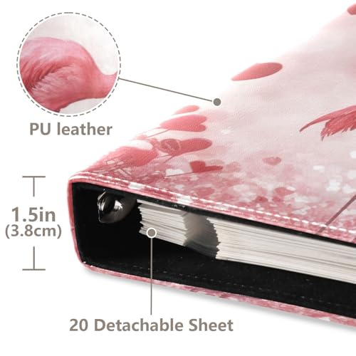 Álbum de fotos autorreversible adhesivo DIY Scrapbook álbum romántico amor flamenco Día de San Valentín 3 anillas Álbum de fotos 40 páginas 8x10 para memoria miniatura 4