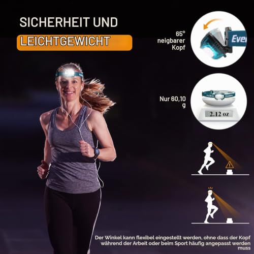 EverBrite LED Stirnlampe 2 Stück in Blau mit Rotlicht & Grünlicht – Ansicht 3