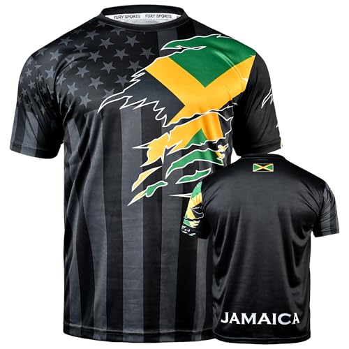 fox & fury Soccer Jersey for Mexico, Colombia, Cuba, Peru, Guatemala, Brazil, Honduras, El Salvador, Venezuela, Jamaica, Haiti (US, Alpha, Small, Regular, Regular, Jamaica)