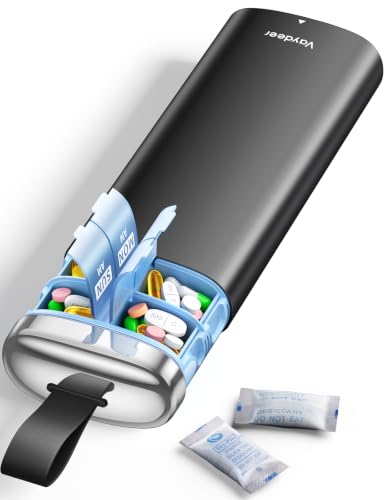 Image of Vaydeer Metal Pill Organizer 2 Times a Day, AM PM 7 Day with Desiccant | Weekly Travel Pill Case with Pull Handle, Airtight Moisture-Resistant Seal, Pill Box for Medication & Supplements