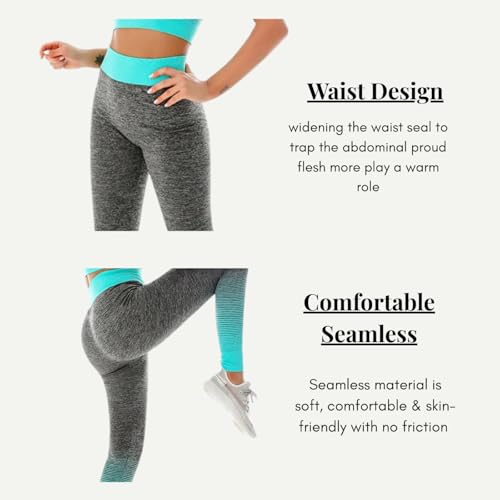 ZiaWorld Women Workout Outfits 2 Piece Set, Gym Set Seamless Ribbed Casual Comfortable Vest Short Top High Waist Leggings Sets, Sports Activewear Tracksuit Yoga Fitness Ladies Gym Wear - Image 3