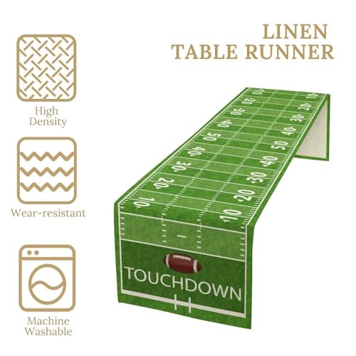Image of Football Table Runner,Kids Rugby Party Decorations Fall Football Tablecloth Sport Themed for Indoor Home Decor Dining Room Kitchen Party Tabletop Decor 13 inchx36 inch