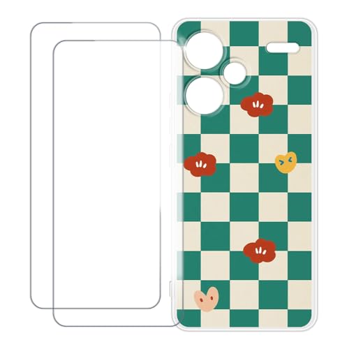 UOGNADGD Xiaomi Redmi Note 13 Pro+ 5G �Ƃ̌݊������� �J�X�^���J���t���P�[�X�{�����K���X�ی�t�B����2���t�� ? �Ռ��z�������h�~ (�΂̊i�q��)