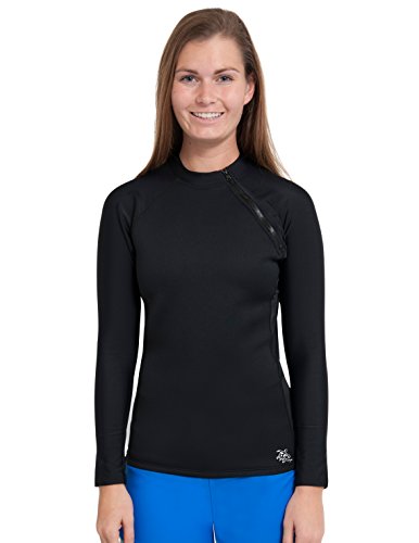Tuga Women's Neoprene Wetsuit Hybrid Top, Made in USA, Black/Black, 2X-Large