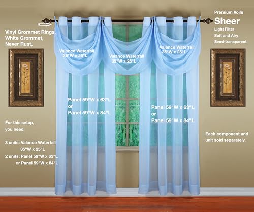 Image of Today's Curtain, Emelia Grommet Sheer Panel 84 inch Sky Blue, 59 inch W x 84 inch L