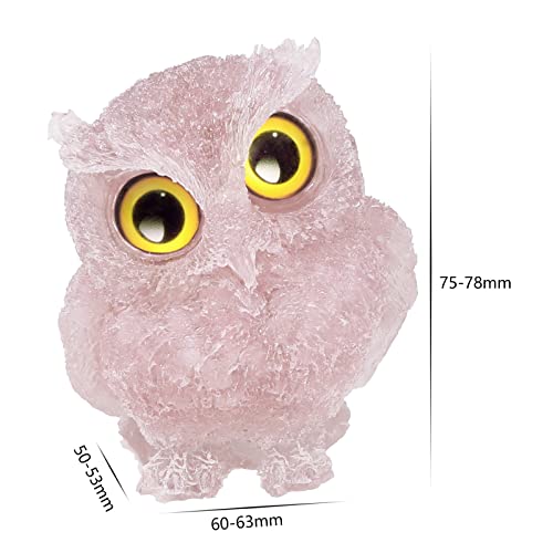 mookaitedecor 3 Inch Rose Quartz Crystal Owl Figurine Ornament for Home Office Decor Housewarming Gift Large Pink Owl Gift for Women Men Resin Stone Animal Sculpture Statue Good Luck Ornament - Image 2