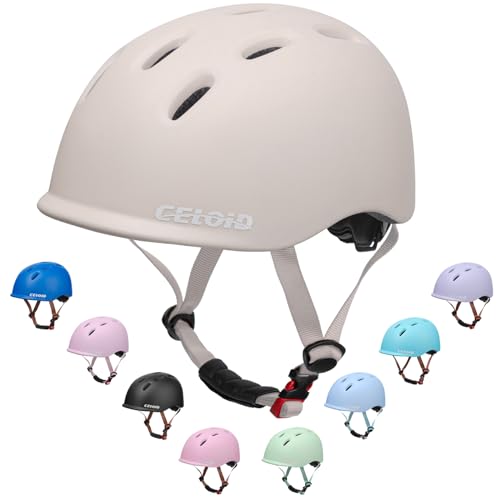 CELOID Kids Bike Helmet,Toddler Cyling Helmets for Ages 5-8 Years Boys Girls,Child Adjustable Multi-Sport Bicycle Skateboard Roller Skate Scooter Rollerblade Balance Skateboarding Helmet,Apricot