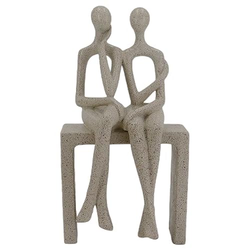 Modern Family Home Decor – Couple Statues and Sculptures – Collectible Figurines for Living Room, Office – Aesthetic Decoration for Bookshelves, Tables – Housewarming Gifts (Small, Sandstone)