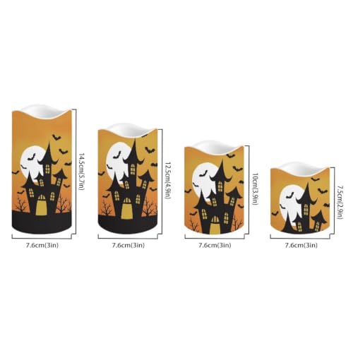 Image of Halloween Flameless Candles with Remote Set of 4 | Halloween Flameless Candle Set with Timer, Battery Operated Fake Candles for Kitchen Room Home Decor