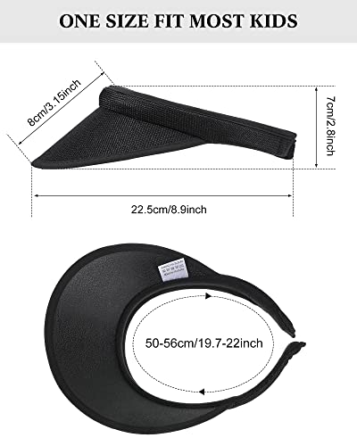 3 Pcs Kids Visor Sun Hats for Girls Boys, Adjustable UV Protection Athletic Sports Hats for Children Summer Large Brim Visor Cap for 2-7 Years Old, White Khaki Black2
