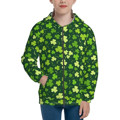 Happy St. Patrick's day Kid Hoodies Boys Zip Up Sweatshirts Girls Pullover with Pocket3